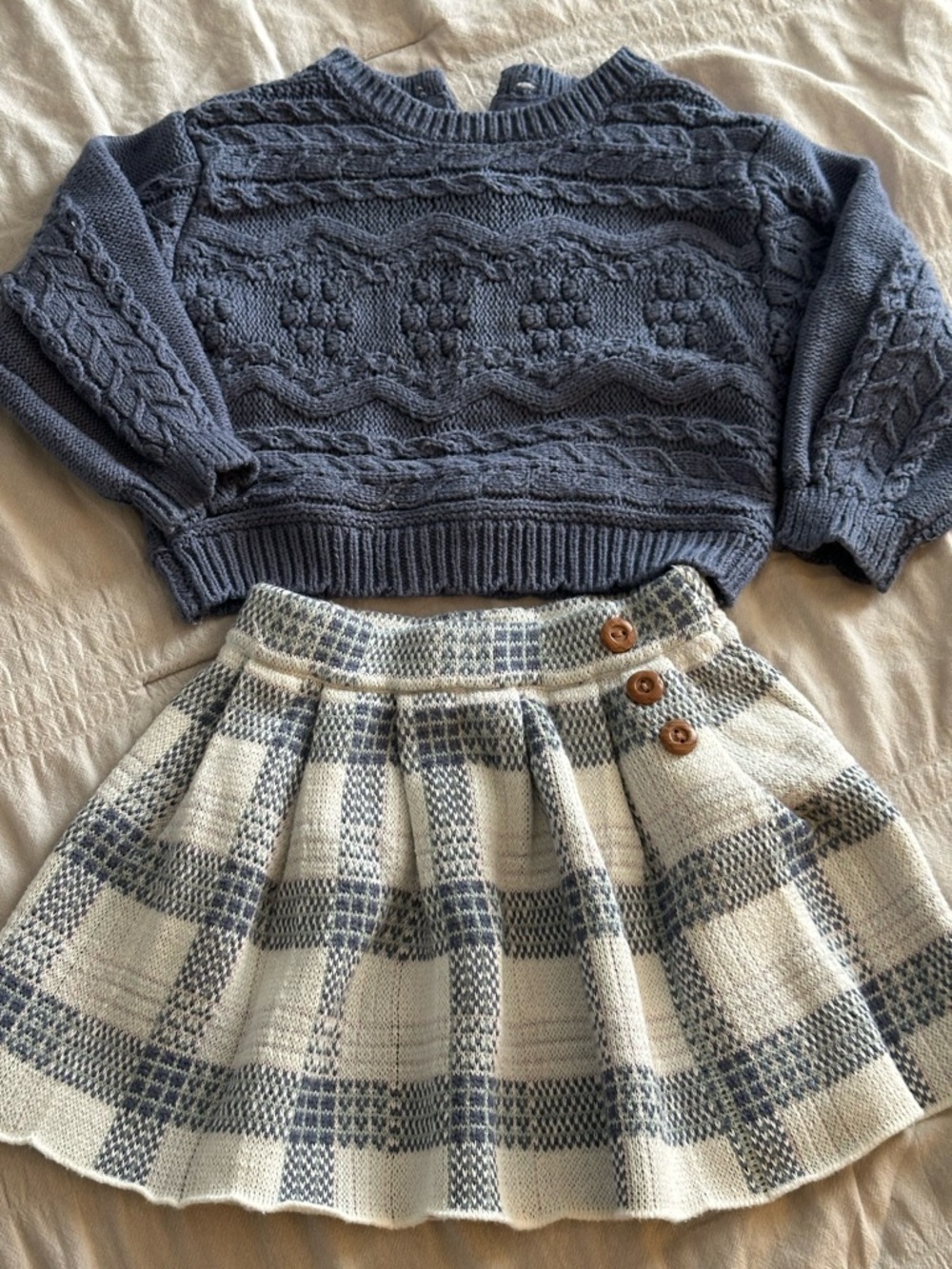 Tommy Bahama Blue Cable Knit Baby Sweater and Skirt Set